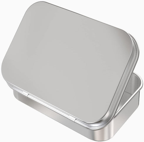 6 Pcs Mini Metal Hinged Tin Box Container Kit with Lid for Home Storage, 3.7x2.3x0.8 Inch, Silver