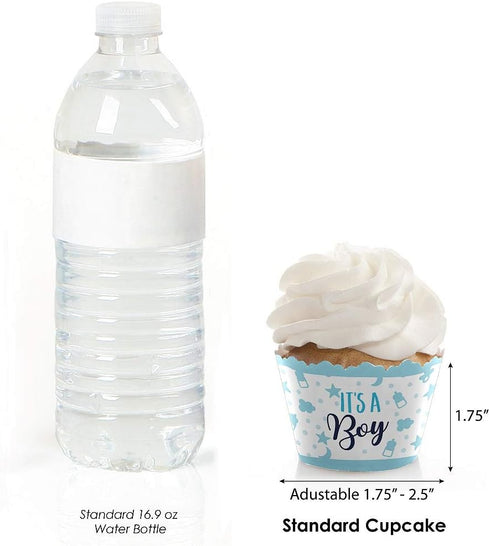 Big Dot of Happiness It's a Boy - Blue Baby Shower Decorations, Set of 12 Cupcake Wrappers