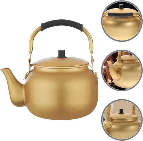 Vintage Aluminum Kettle, Large Induction Teakettle with Handle Design for Water Heating, Metal Tea Kettle