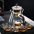 Set Set (6 RORA Lazy Kungfu Glass Tea Semi Automatic Drip Rotating with Infuser Glass Teapot cups)