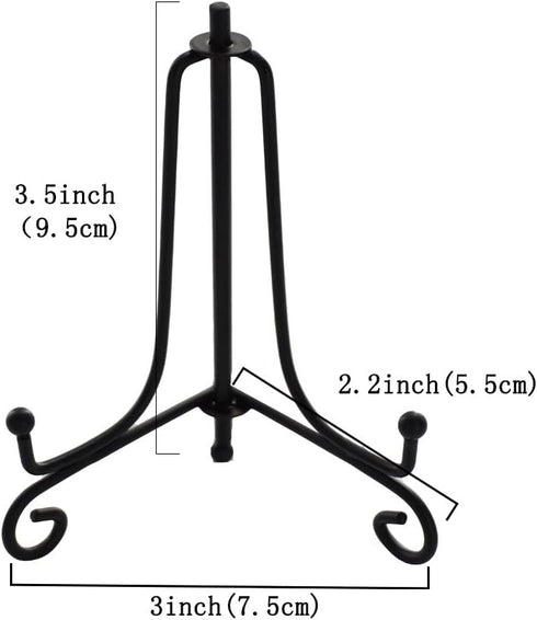 Artliving 3.5 Inch Black Mini Iron Stand Cookie Holder Display Stand Place Card Holder Display Easels at Weddings, Birthday Party (4 pack)