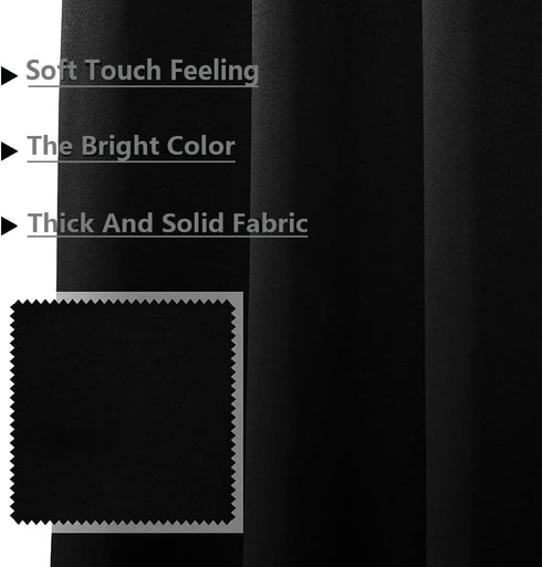 MYSKY HOME Black Curtains: 80 Inch Long Black Out Curtains for Bedroom, Grommet Window Curtains, Thermal Insulated