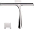 Stainless Steel Shower Squeegee, 14 Inch for Shower Doors, Bathroom, Mirrors, Tiles, Car Windows with 2 Hooks (Silver)