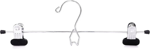 6 Quality Heavy Duty Pants Hangers, Extra Wide Adjustable Clips, Multi Stackable Add on Hangers, Chrome