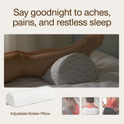 21 8 Coop Home Goods Four Position Adjustable Support Pillow, x Half-Moon Shape with Memory Foam Insert, Wedge Pillow