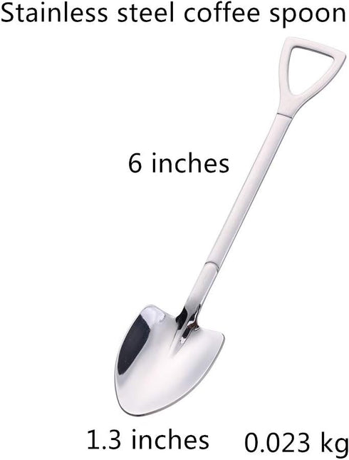 SZLFSX 10 Pack 6 inch Dessert Spoon Shovel Shape Stainless Steel Spoons Ice Cream Fruit Spoon for Home Kitchen
