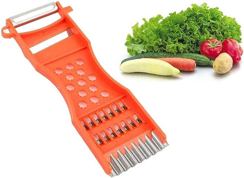 Saim 7 in 1 Multifunction Vegetable Peeler & Metal Scraper, Orange, 2 Pcs, Fruit Grater Slicer Kitchen Tool