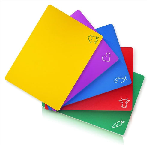 New Star Foodservice Flexible Cutting Board, 12-Inch by 15-Inch, Set of 5 Assorted Colors