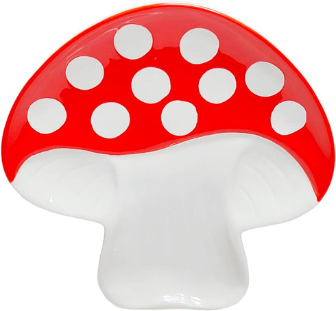 Mushroom Spoon Rest for Stove Top, Cute Ceramic Spoon Holder for Kitchen Counter, Mushroom Kitchen Decor (Red)
