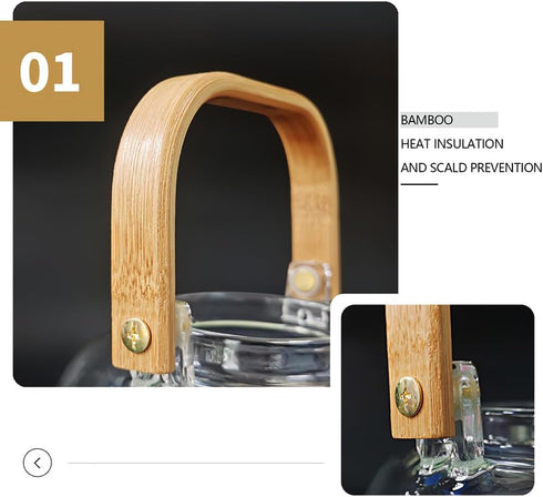 Glass Tea Pot, Stovetop Safe Clear Teapot and Kettle for Brewing Tea