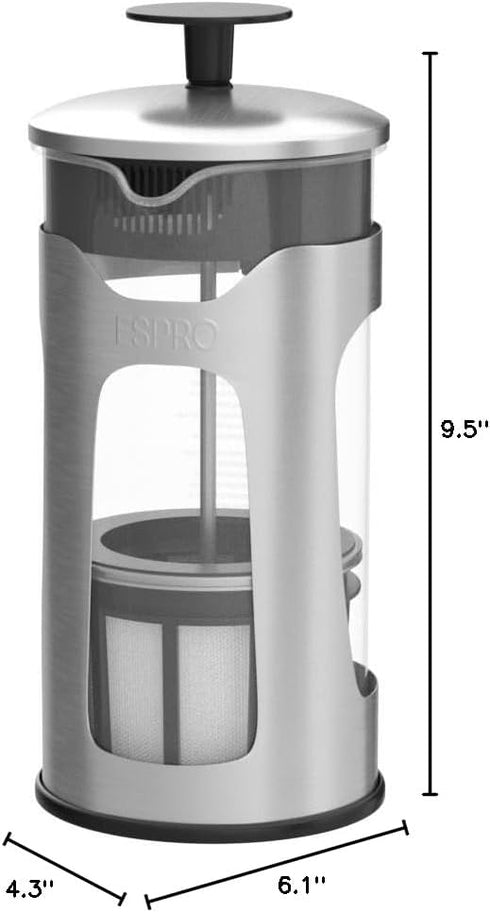 ESPRO P5 French Press - Double Micro-Filtered Coffee and Tea Maker, Grit-Free and Bitterness-Free Brews, Durable