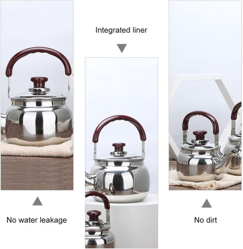 LIFKOME Traditional Stainless Steel Heavy Duty Tea Kettle, Whistling Stove Top Kettle with Cool Touch Handle