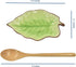 Green Leaf Shape Spoon Rest - Ceramic Spoon Holder for Stove Top, Farmhouse Decor with Wooden Spoon, 5.1 W x 7.5 L
