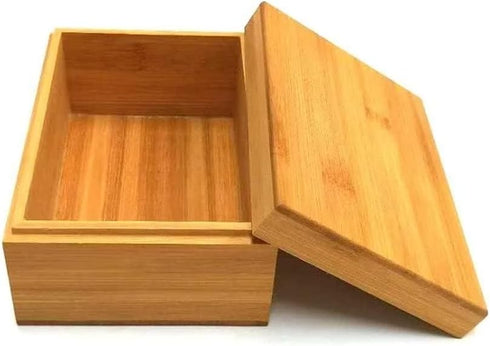 Zhou Bamboo Natural Storage Box with Cover, Unpainted Wooden Gift Box, 6.3x4.72x2.76 inch
