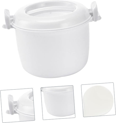 Microwave Rice Cooker and Food Storage Bowl with Lid, Microwave Rice Cooking and Steamer Basket