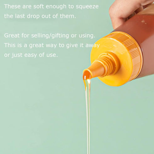 2pcs Empty Honey Jars Squeeze Bottles Plastic Honey Dispenser with Lids Refillable Condiment Container for Maple Syrup