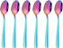 Rainbow Teaspoon Set of 6, 6 inches Mini Stainless Steel Silverware Dessert Spoons for Home, Kitchen, Restaurant,