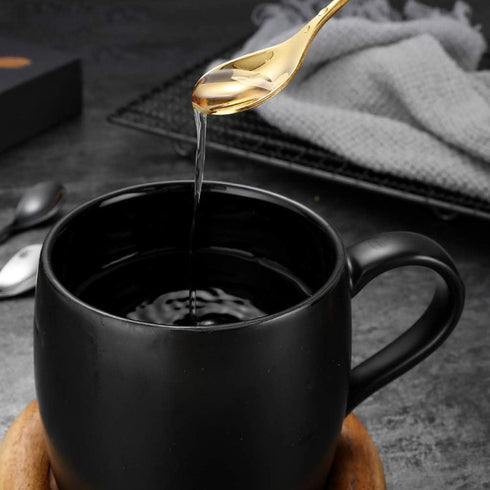 AnSaw Elegant Gold Leaf Coffee Spoons - 10-Piece Mini Stainless Steel Espresso & Dessert Spoons (4.7")