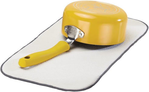 iDesign iDry Absorbent Kitchen Countertop Dish Drying Mat, Mini 18" x 9", Pewter/Ivory