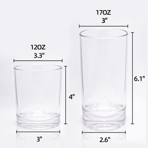 REALWAY Plastic Cups Reusable - Unbreakable Drinking Glasses, BPA Free Dishwasher Safe Drinkware for Kitchen Use