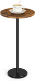 OYEAL Drink Side Table Small Round Cocktail Table for Patio Outdoor Pedestal Side Table Coffee Table with Black Marble