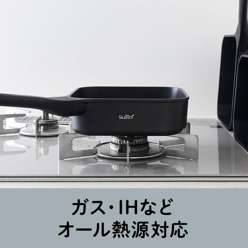 Doshisha Sutto Square Frying Pan, 6.3 x 3.1 inches, Black, Induction & Gas Compatible, Deep Type, No Lid