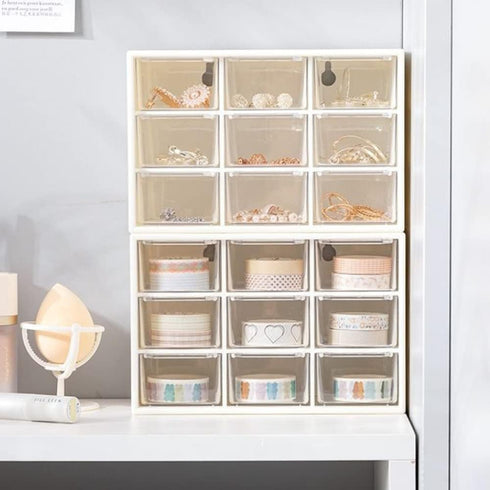Mini Desk Organizer Drawer, 9 Removable Plastic Organizers for DIY Crafts, Art Supplies, and Jewelry Storage