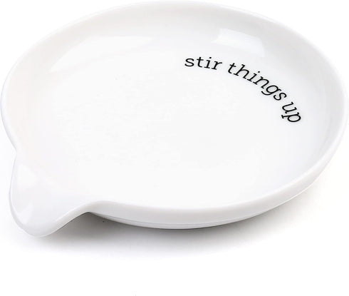 LotFancy 5.2 Inch Ceramic Spoon Rest, Large Holder for Kitchen Counter, Utensil Rest for Spoons, Tongs, Ladles