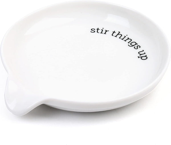 LotFancy 5.2 Inch Ceramic Spoon Rest, Large Holder for Kitchen Counter, Utensil Rest for Spoons, Tongs, Ladles