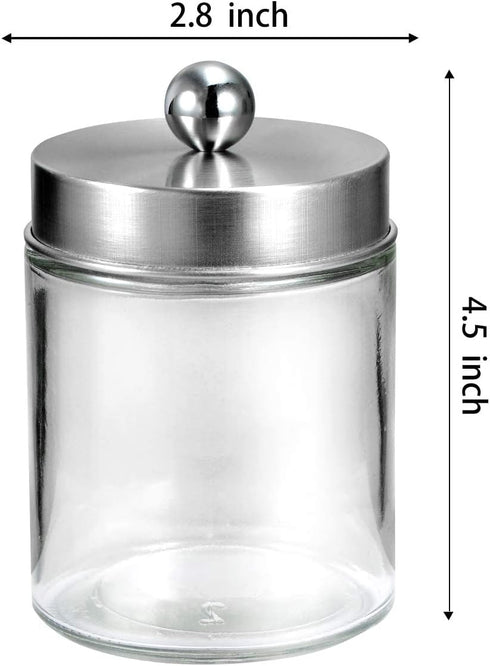 Amolliar Apothecary Jars - Bathroom Vanity Organizer Canister Jar with Lid for Qtips, Cotton Swabs, Makeup Sponges