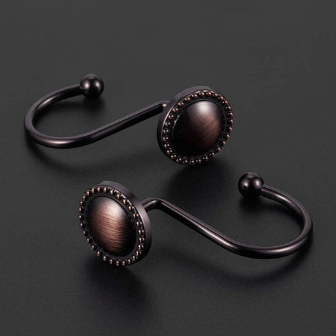 Rustproof Antique Decorative Shower Curtain Hooks, 12pcs Oil Rubbed Bronze Ring Holders for Bathroom Shower Rods