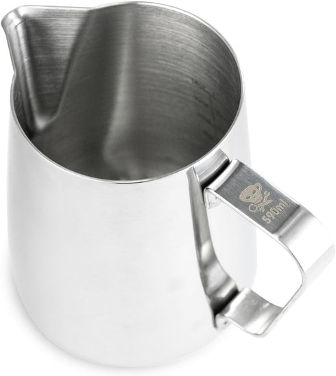 Barista Basics 20 Oz Silver Stainless Steel Milk Frother Pitcher - Steaming Pitcher for Latte Art