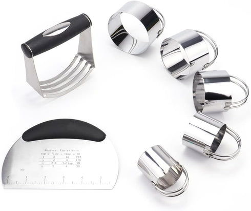 Tosnail Pastry Cutter Set - 8 Pieces Stainless Steel Professional Dough Tools for Baking Cookies and Donuts