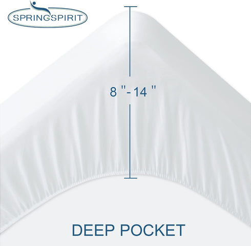 SPRINGSPIRIT Twin Extra Long Waterproof Mattress Protector, Terry Fitted Sheet for College Dorm Room