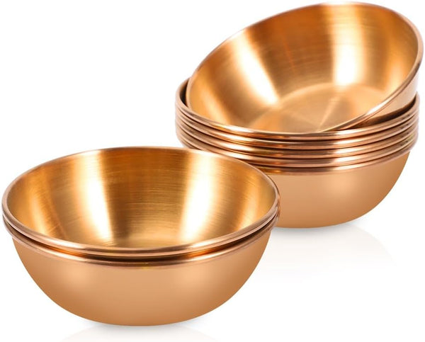 8 Pack 3.5inch Stainless Steel Mini Sauce Dishes, Round Individual Saucers for Seasoning, Sushi Dipping Bowls