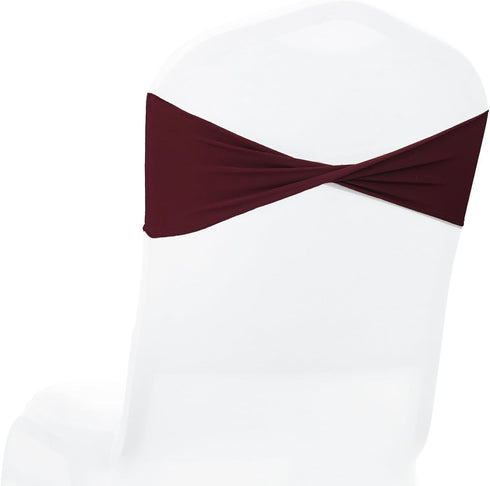 Pack 25 VDS of PCS | Burgundy | Spandex Chair Sashes Bows Without Buckle | Stretch Elastic Banquet Universal Folding