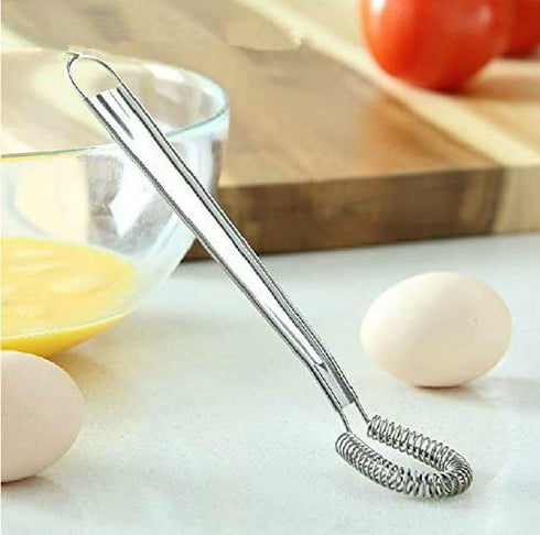 1Pc Mini Spring Coil Silver Egg Beater, Stainless Steel Handheld Whisk, Kitchen Egg Tools, Cooking Utensils
