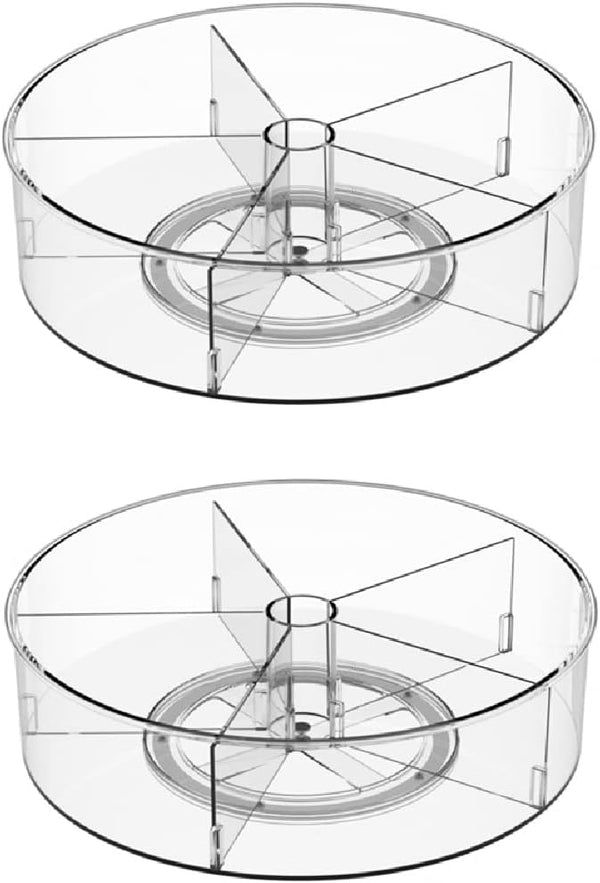 Slideep Lazy Susan Plastic Turntable, Divided Spinner for Kitchen Cabinet, Pantry, Fridge, Fully Rotating Organizer for