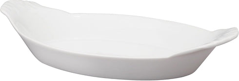 HIC Kitchen Oval Au Gratin Baking Dish Set - Fine White Porcelain, 10-Inch, Set of 4