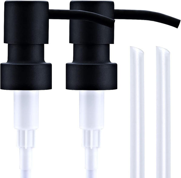 Black Soap Dispenser Pump Replacement, Matte 304 Stainless Steel Hand Soap and Lotion Dispenser for Glass Bottles