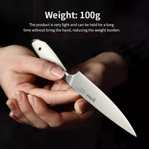5 inch Paring Knife, German 1.4116 Stainless Steel Peeling Knife with White ABS Handle, Gift Box Included