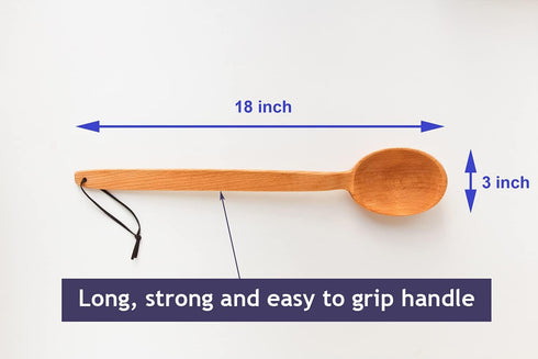 Heavy Duty Large Wooden Spoon, 18-inch Long Handle Cooking Tool for Stirring, Mixing, Nonstick