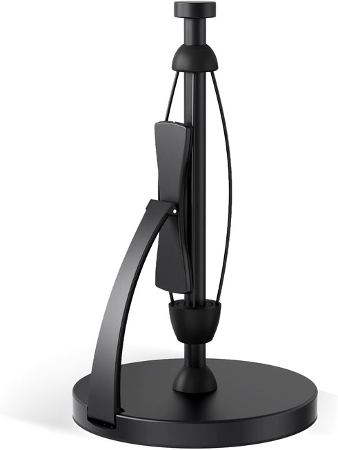 VEHHE Paper Towel Holder Countertop, Black Paper Towel Holder with Spring Activated