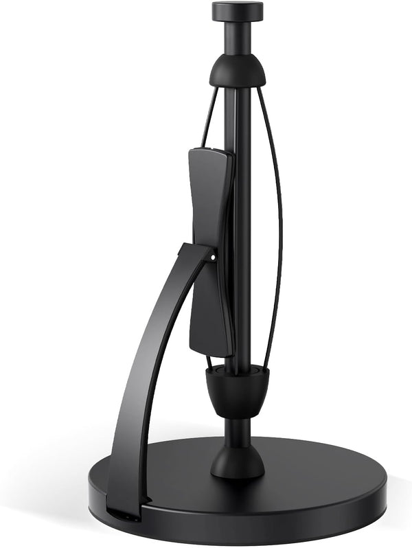 VEHHE Paper Towel Holder Countertop, Black Paper Towel Holder with Spring Activated