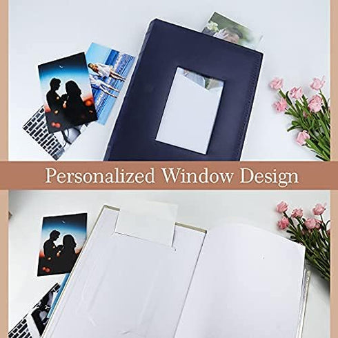 Vienrose Photo Album, 4x6 300 Photos with Memo Area, Leather Cover Large Capacity Slip-in Pictures Book, Blue