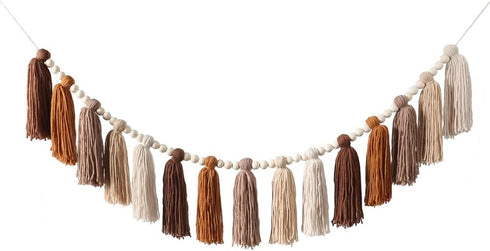 DrCor Boho Terracotta Rainbow Tassel Garland Western Handmade Yarn Banner for Classroom,