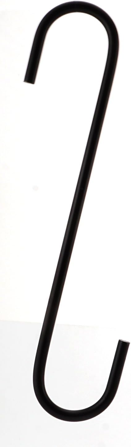 6-Pack 8 Inch Black Metal Hanging S Hooks, Heavy-Duty for Kitchenware, Pots, Utensils, Plants