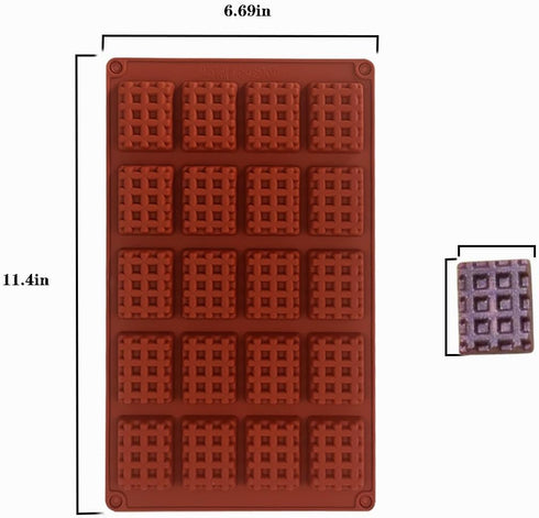 Silicone Waffle Mold, 20 Cavities Mini Square Waffle Maker Silicone Mold, Non-Stick Waffle Tray for Making Waffle Cookie, Chocolate, Candy, Soap, Wax Mold(2Pcs) by HYCSC