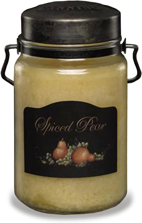McCall’s Candles Spiced Pear Scented Candle, 26 oz, USA-Poured, Vintage Rustic Jar, Cozy Fall Fragrance