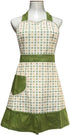 Cute Unique Design Women Girls Retro Apron with Chic Pocket for Cooking Kitchen, Green